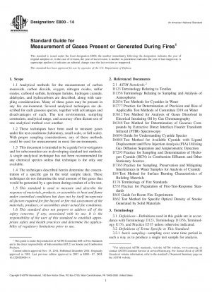 Standard Guide for  Measurement of Gases Present or Generated During Fires