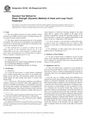 Standard Test Method for  Shear Strength (Dynamic Method) of Hook and Loop Touch Fasteners