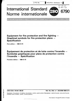 Equipment for fire protection and fire fighting; Graphical symbols for fire protection plans; Specification Bilingual edition