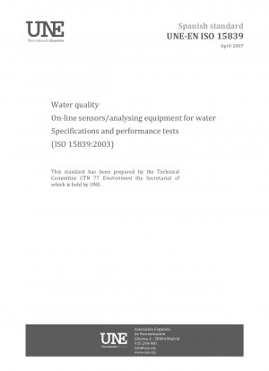 Water quality - On-line sensors/analysing equipment for water - Specifications and performance tests (ISO 15839:2003)