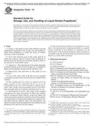 Standard Guide for Storage, Use, and Handling of Liquid Rocket Propellants