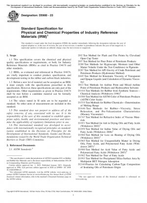Standard Specification for Physical and Chemical Properties of Industry Reference Materials (IRM)