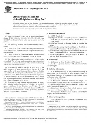 Standard Specification for Nickel-Molybdenum Alloy Rod