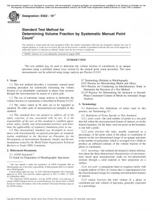 Standard Test Method for Determining Volume Fraction by Systematic Manual Point Count