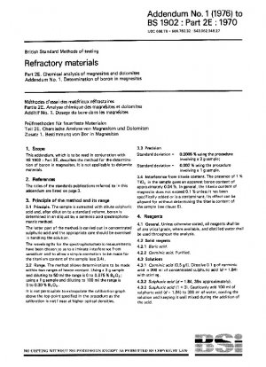 Methods of testing refractory materials - Chemical analysis (wet methods) - Determination of boron in magnesites