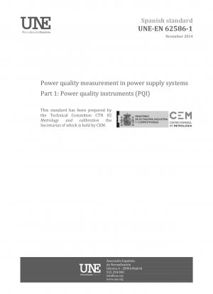 Power quality measurement in power supply systems - Part 1: Power quality instruments (PQI)