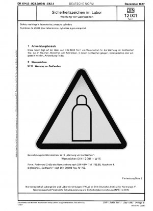Safety markings in laboratories; pressure cylinders