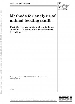 Methods for analysis of animal feeding stuffs. Determination of crude fibre content. Method with intermediate filtration