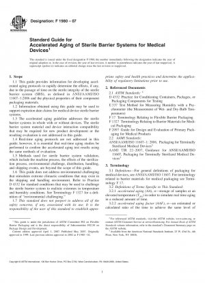 Standard Guide for Accelerated Aging of Sterile Barrier Systems for Medical Devices