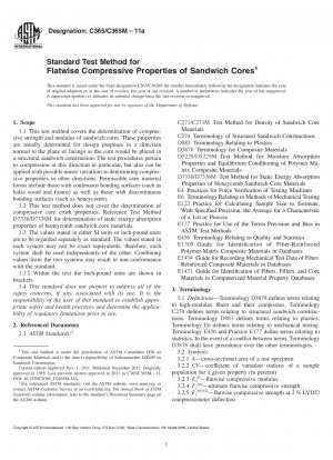 Standard Test Method for Flatwise Compressive Properties of Sandwich Cores