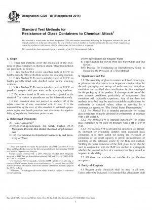 Standard Test Methods for  Resistance of Glass Containers to Chemical Attack