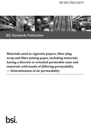  Materials used as cigarette papers, filter plug wrap and filter joining paper, including materials having a discrete or oriented permeable zone and materials with bands of differing permeability. Determination of air permeability