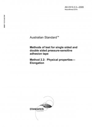 Methods of test for single sided and double sided pressure-sensitive adhesion tape - Physical properties - Elongation