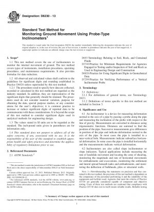 Standard Test Method for Monitoring Ground Movement Using Probe-Type Inclinometers