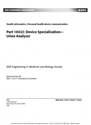 Health informatics--Personal health device communication Part 10422: Device Specialization--Urine Analyzer