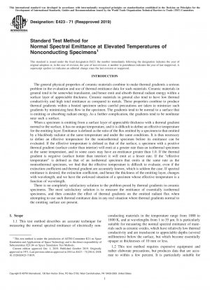 Standard Test Method for Normal Spectral Emittance at Elevated Temperatures of Nonconducting Specimens