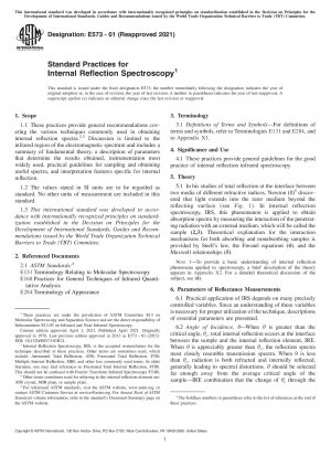 Standard Practices for Internal Reflection Spectroscopy