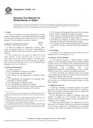 Standard Test Methods for Nitrite-Nitrate in Water