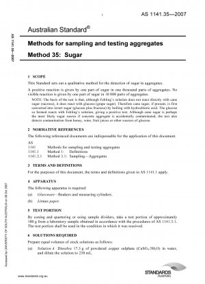Methods for sampling and testing aggregates - Sugar
