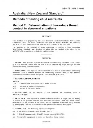 Methods of Testing Child Restraints Method 2: Determination of Hazardous Throat Contact in Abnormal Situations