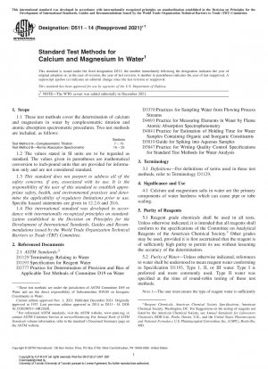 Standard Test Methods for Calcium and Magnesium In Water