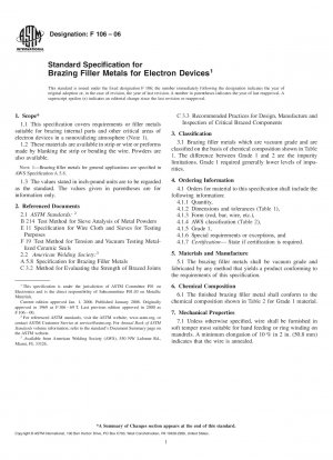 Standard Specification for Brazing Filler Metals for Electron Devices