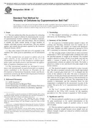 Standard Test Method for Viscosity of Cellulose by Cuprammonium Ball Fall