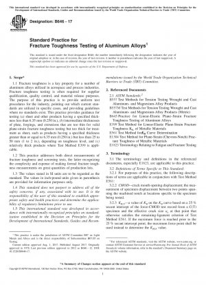Standard Practice for Fracture Toughness Testing of Aluminum Alloys