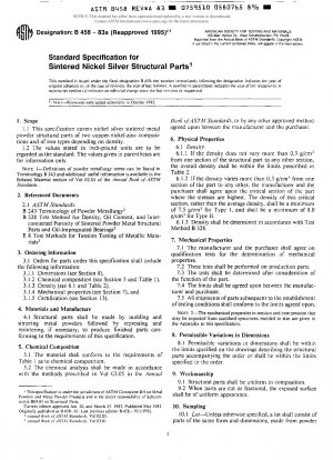 Standard Specification for Sintered Nickel Silver Structural Parts (Withdrawn 2000)
