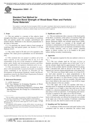 Standard Test Method for Surface Bond Strength of Wood-Base Fiber and Particle Panel Materials