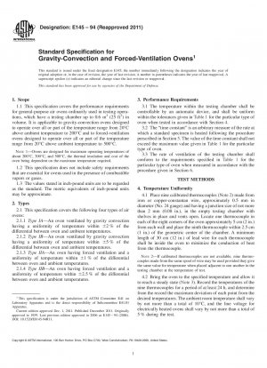 Standard Specification for  Gravity-Convection and Forced-Ventilation Ovens