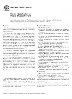 Standard Specification for  Plastic (Stucco) Cement