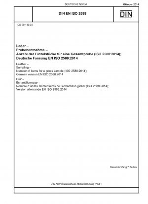Leather - Sampling - Number of items for a gross sample (ISO 2588:2014); German version EN ISO 2588:2014