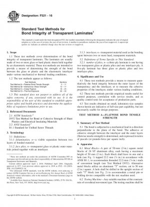 Standard Test Methods for  Bond Integrity of Transparent Laminates