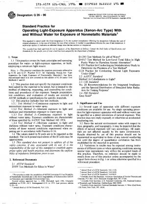 Practice for Operating Light-Exposure Apparatus (Xenon-Arc Type) With and Without Water for Exposure of Nonmetallic Materials (Withdrawn 2000)