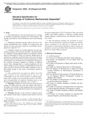Standard Specification for Coatings of Cadmium Mechanically Deposited