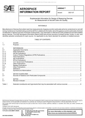 Supplemental Information for Design of Measuring Devices for Measurement of Aircraft Cabin Air Quality