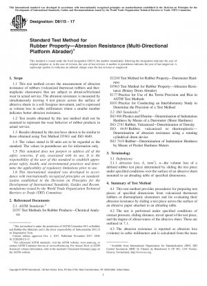 Standard Test Method for Rubber Property—Abrasion Resistance (Multi-Directional Platform Abrader)