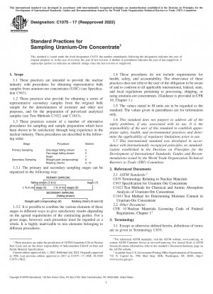 Standard Practices for Sampling Uranium-Ore Concentrate
