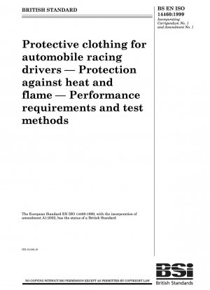 Protective clothing for automobile racing drivers — Protection against heat and flame — Performance requirements and test methods