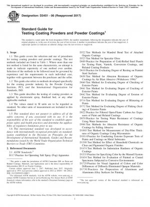 Standard Guide for Testing Coating Powders and Powder Coatings