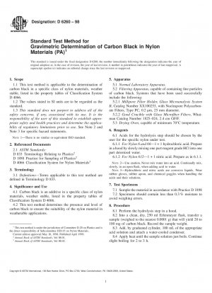 Standard Test Method for Gravimetric Determination of Carbon Black in Nylon Materials (PA)