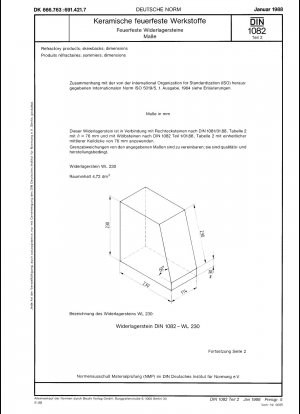 Refractory materials; refractory skewbacks; dimensions