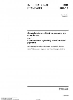 General methods of test for pigments and extenders - Part 17: Comparison of lightening power of white pigments