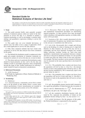 Standard Guide for Statistical Analysis of Service Life Data