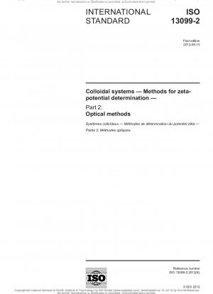 Colloidal systems - Methods for zeta-potential determination - Part 2: Optical methods