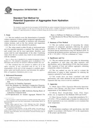 Standard Test Method for Potential Expansion of Aggregates from Hydration Reactions