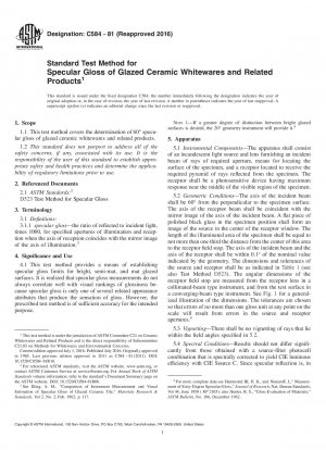 Standard Test Method for  Specular Gloss of Glazed Ceramic Whitewares and Related Products