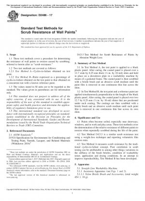 Standard Test Methods for Scrub Resistance of Wall Paints