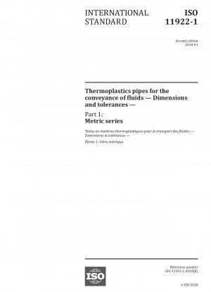 Thermoplastics pipes for the conveyance of fluids - Dimensions and tolerances - Part 1: Metric series